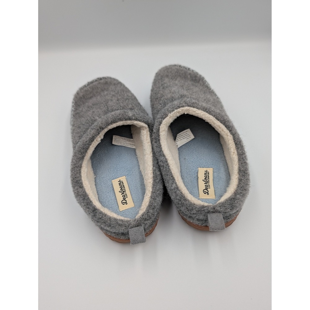 Dearfoams Gray Wool Blend Sherpa Lined Clog Slippers Women Large 9-10 Whipstitch